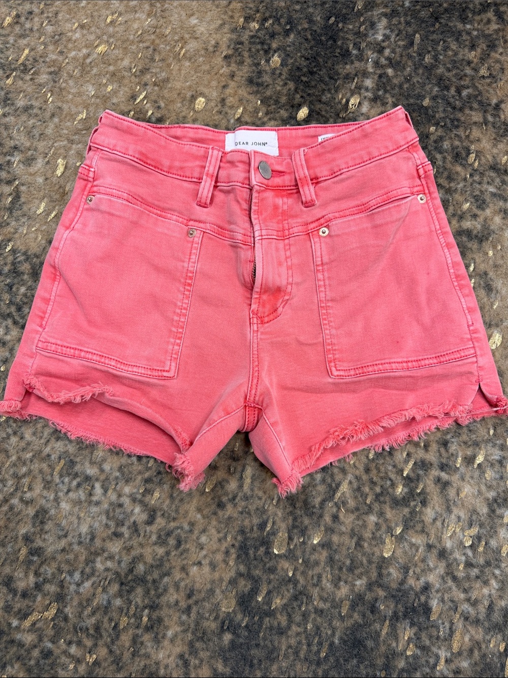 Dear John Coral Patch Pocket High-Rise Frayed Hem Shorts | 26